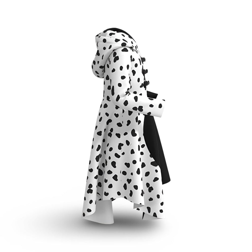 Kids' Halloween Villain Costume Dress with Hooded Design Dalmatian Print and Asymmetrical Handkerchief Hem - Image 5