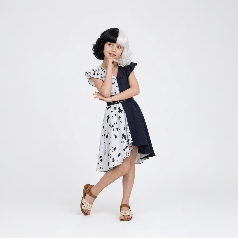 Kids' Halloween Villain Costume with Dalmatian Cape for Trick or Treat Party - Image 2