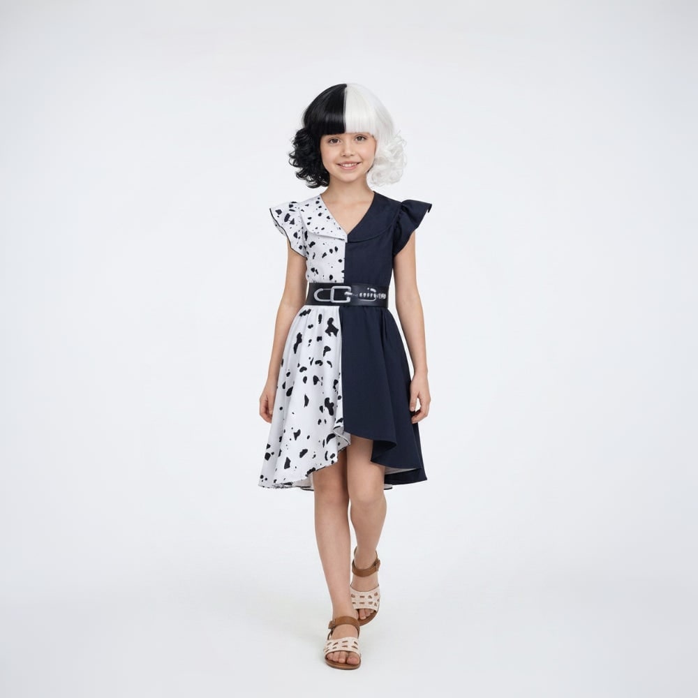 Kids' Halloween Villain Costume with Dalmatian Cape for Trick or Treat Party - Image 3