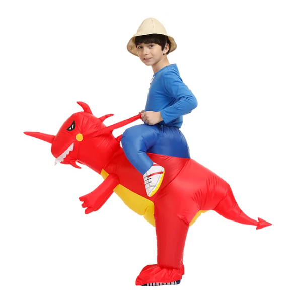 Kids' Inflatable Dinosaur Costume with Built-In Fan and Ride-On Design - Image 2