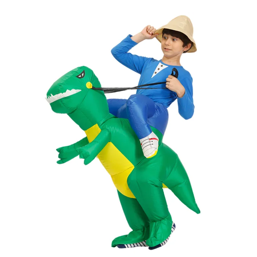 Kids' Inflatable Dinosaur Costume with Built-In Fan and Ride-On Design - Image 4