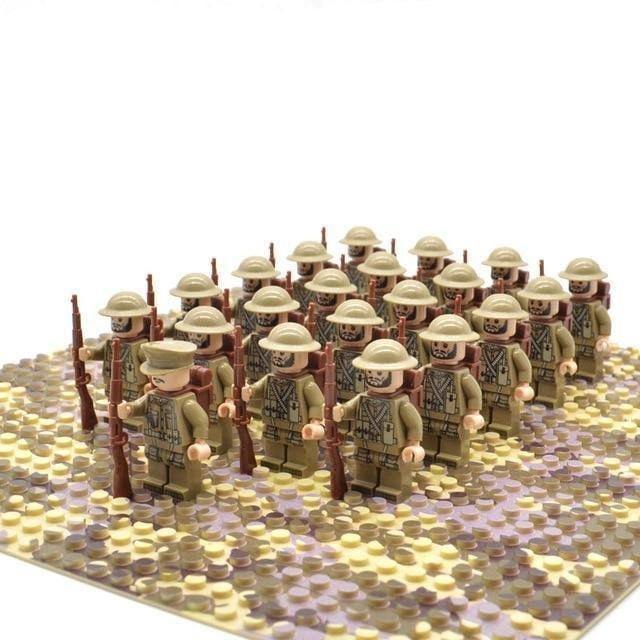 Kids' Military Toy Soldiers Building Block Set with Miniature Minifigures and Weapons 21 Pieces - Image 1
