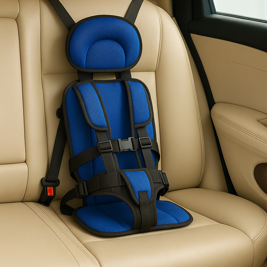 Kids' Portable Car Seat Booster with Five-Point Safety Harness and Padded Headrest - Image 1