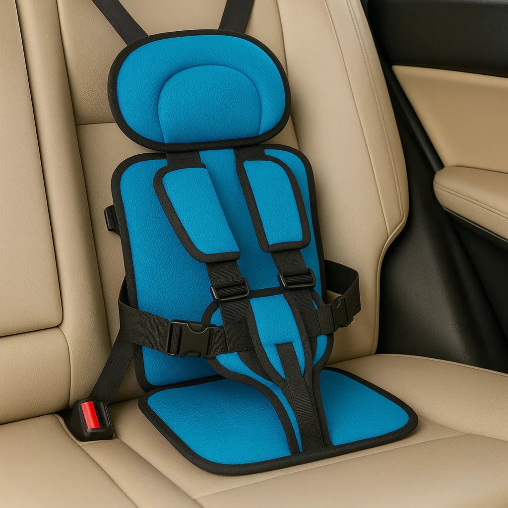 Kids' Portable Car Seat Booster with Five-Point Safety Harness and Padded Headrest - Image 9