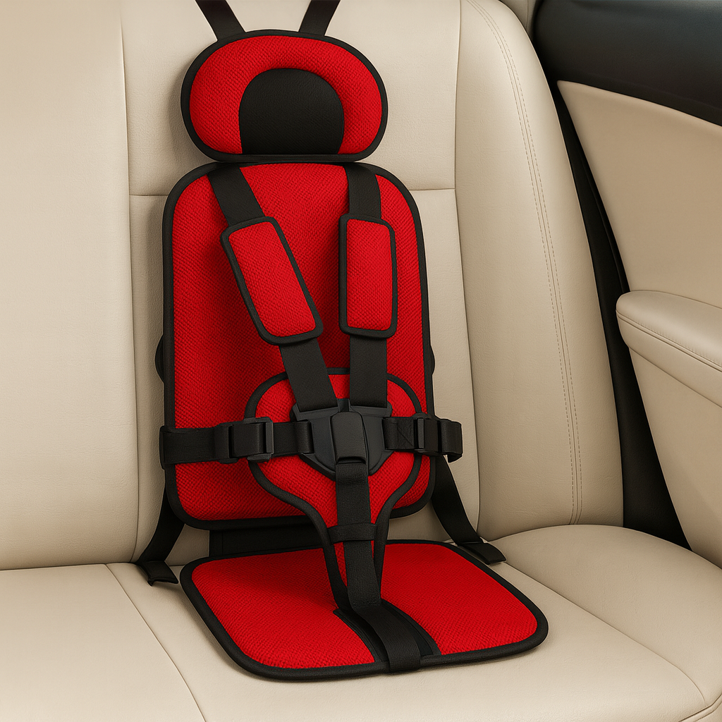 Kids' Portable Car Seat with Safety Harness Padded Headrest and Adjustable Straps - Image 2
