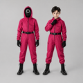 Kids' Red Hooded Jumpsuit Costume with Mask for Halloween - Image 2