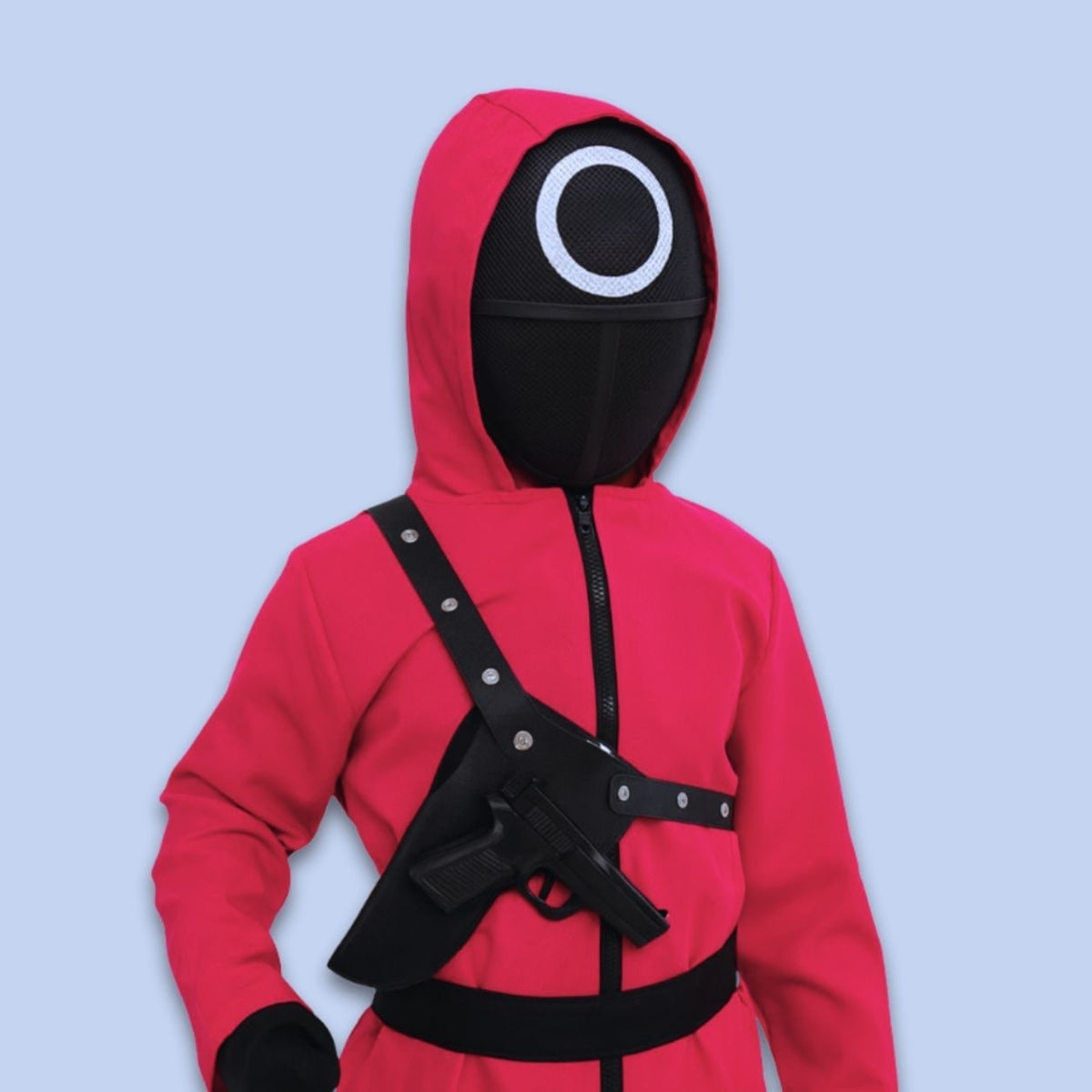 Kids' Red Hooded Jumpsuit Costume with Mask for Halloween - Image 3