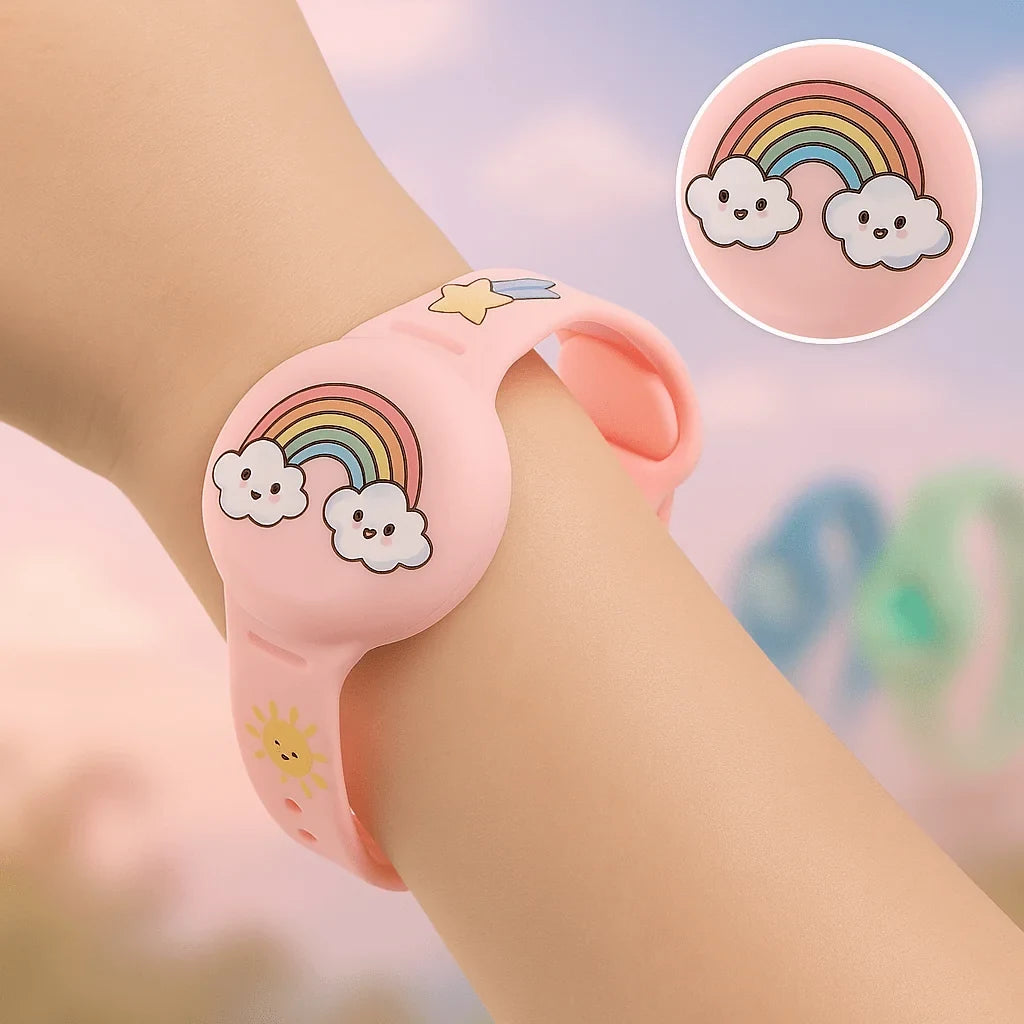 Kids' Silicone Airtag Wristband Holder with Adjustable Strap and Cartoon Graphics - Image 3