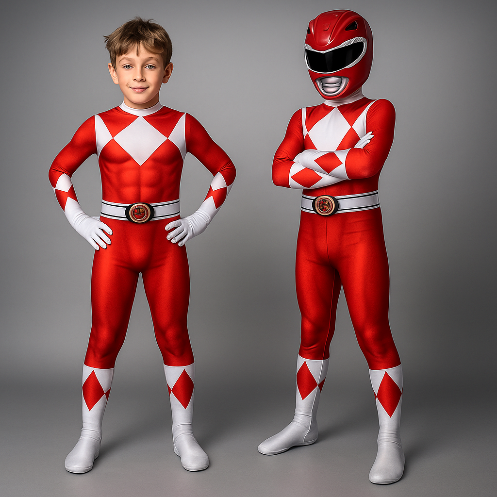 Kids' Superhero Costume with Full-Head Mask and Integrated Gloves for Imaginative Play - Image 1