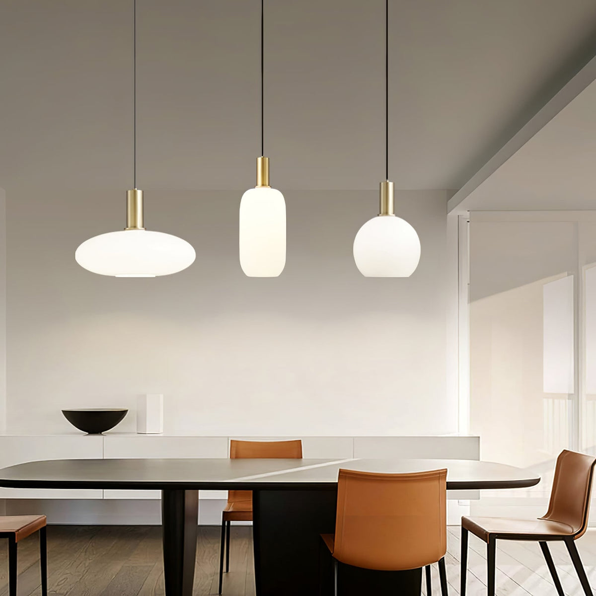 Kitchen Pendant Light Fixtures with Milky Glass Shade Modern Metal Hardware - Image 2