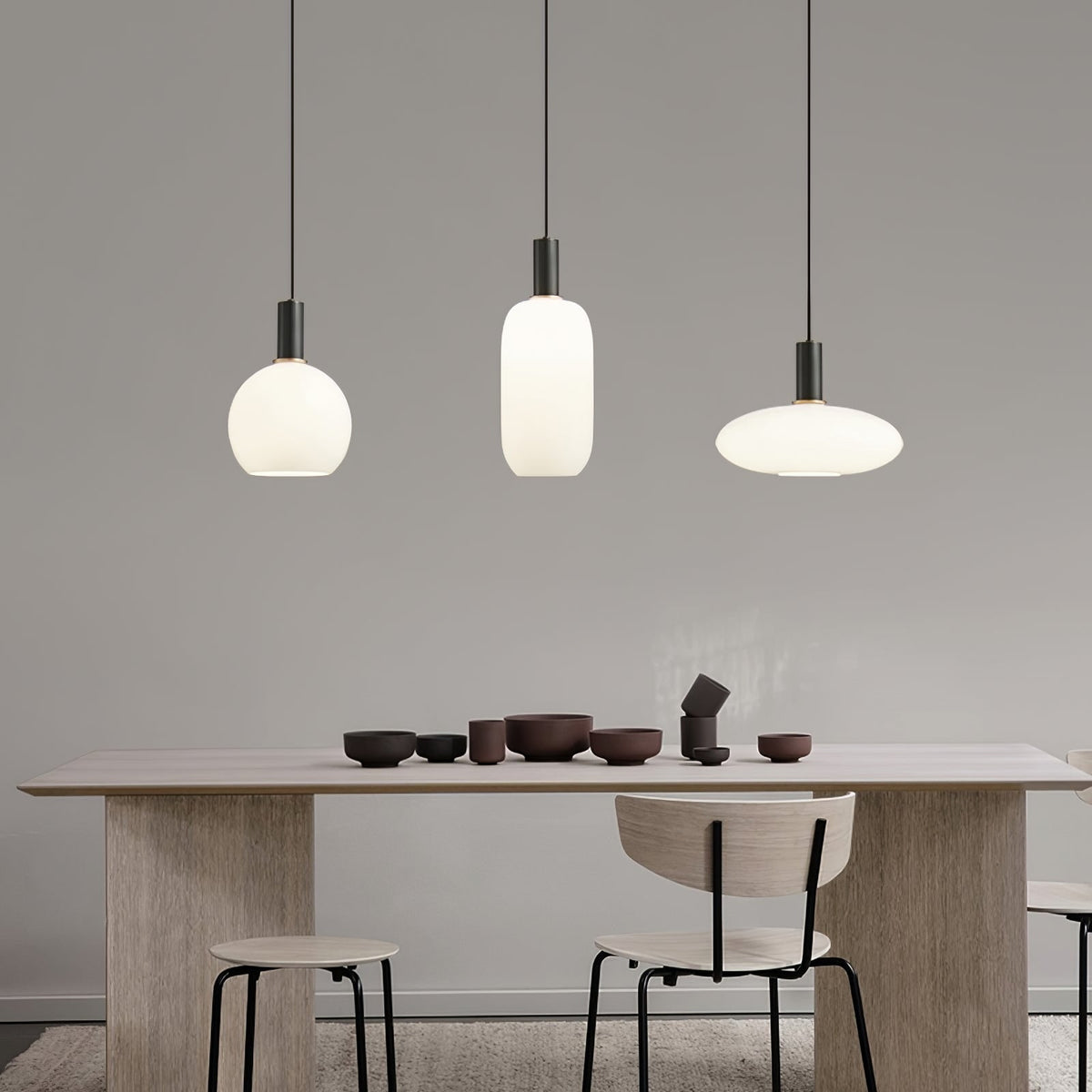Kitchen Pendant Light Fixtures with Milky Glass Shade Modern Metal Hardware - Image 27