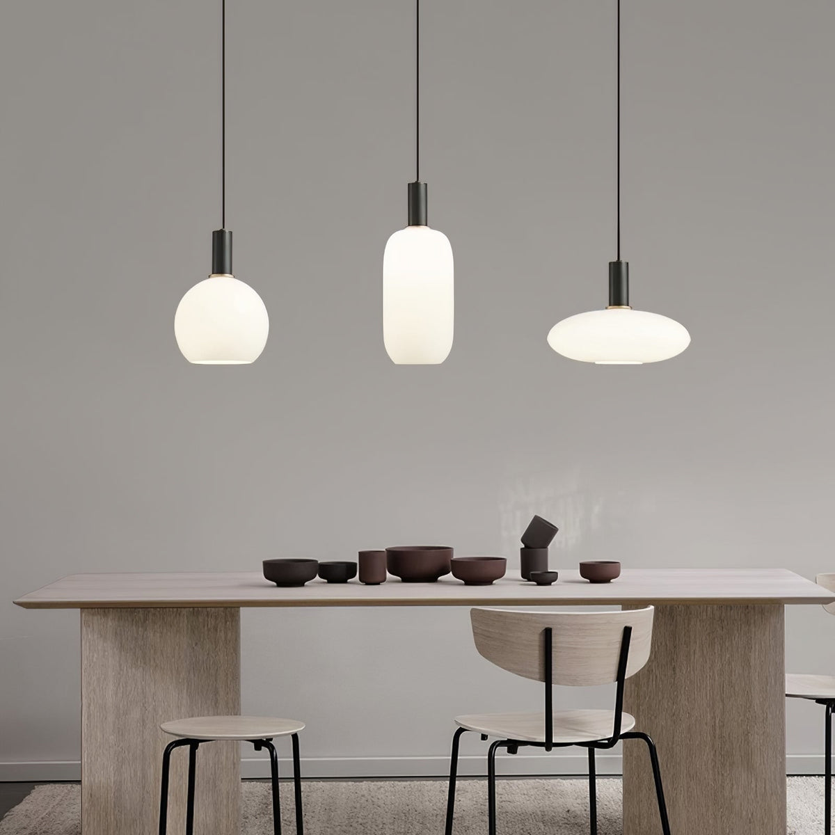Kitchen Pendant Light Fixtures with Milky Glass Shade Modern Metal Hardware - Image 3