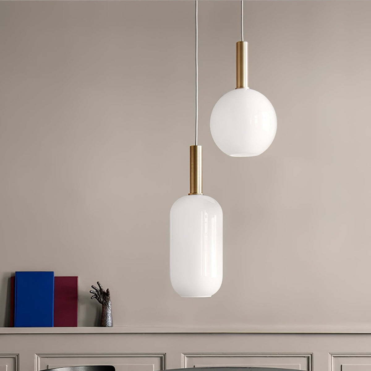 Kitchen Pendant Light Fixtures with Milky Glass Shade Modern Metal Hardware - Image 35