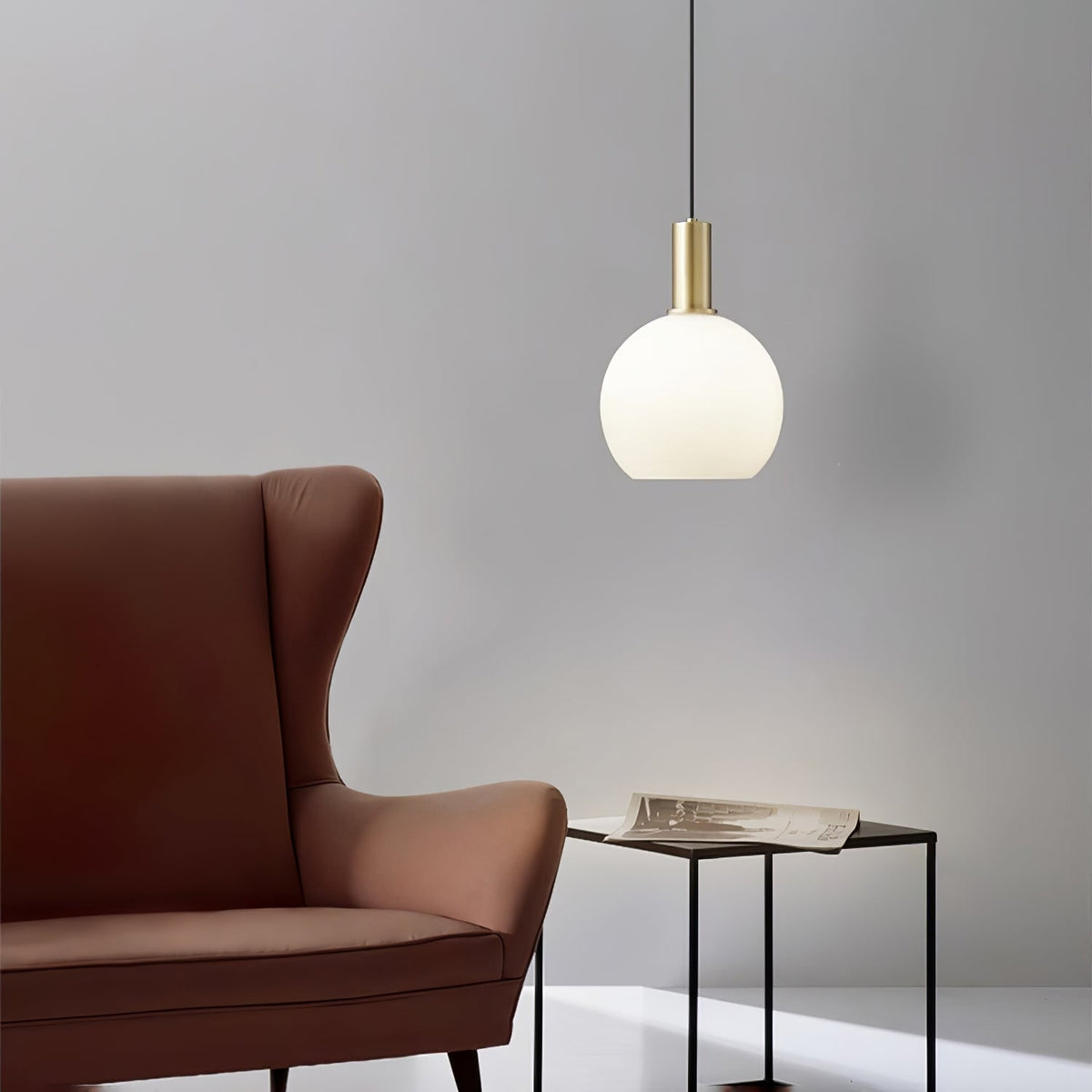 Kitchen Pendant Light Fixtures with Milky Glass Shade Modern Metal Hardware - Image 5