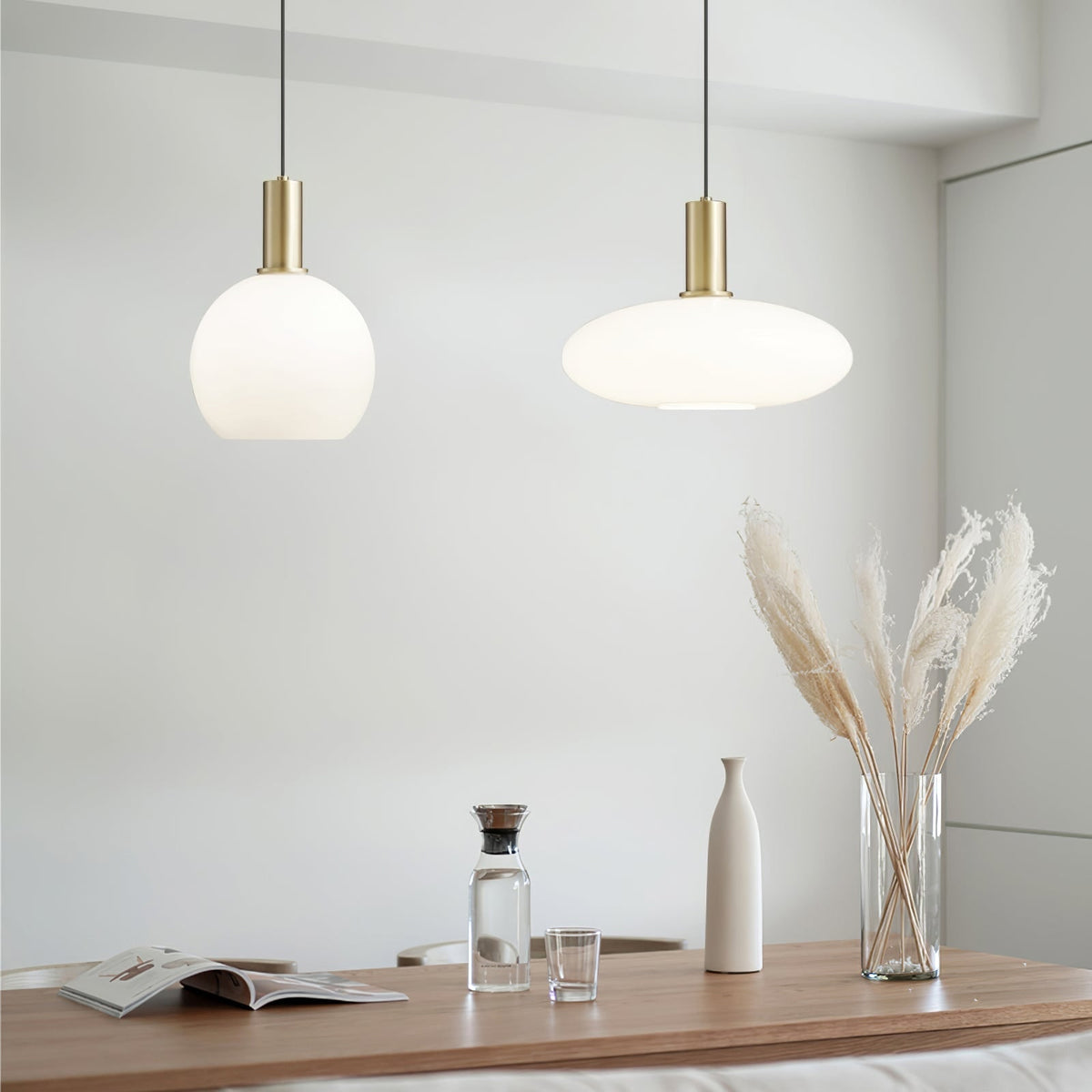 Kitchen Pendant Light Fixtures with Milky Glass Shade Modern Metal Hardware - Image 7