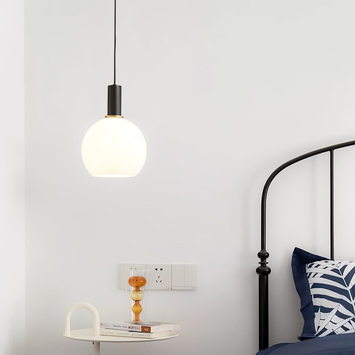 Kitchen Pendant Light Fixtures with Milky Glass Shade Modern Metal Hardware - Image 8
