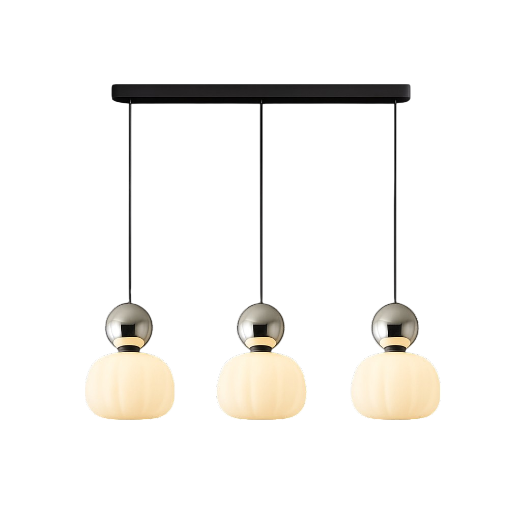 Kitchen Pendant Light Fixtures with Translucent Ribbed Shade and Spherical Accent Modern Hanging - Image 13