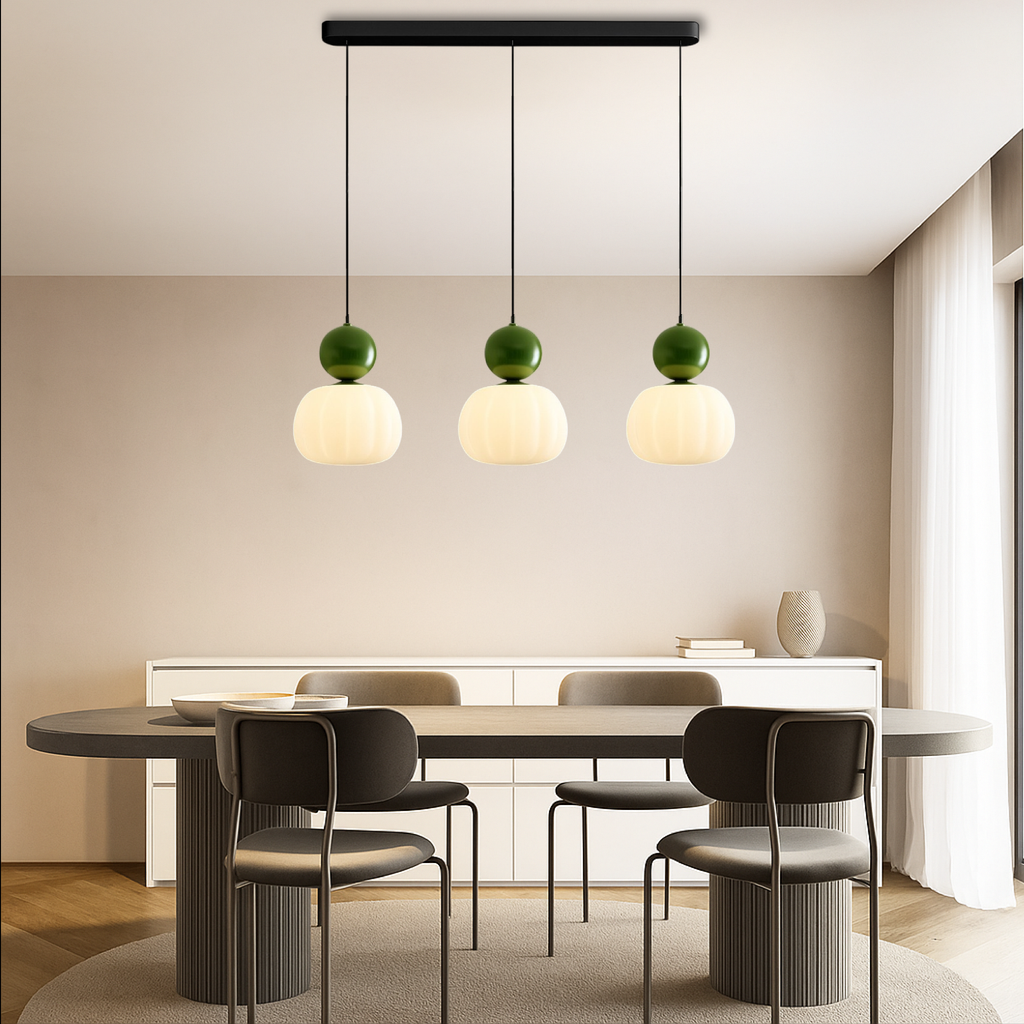 Kitchen Pendant Light Fixtures with Translucent Ribbed Shade and Spherical Accent Modern Hanging - Image 3