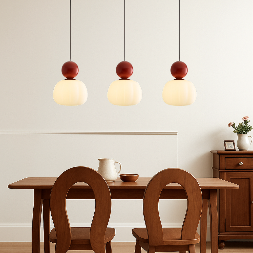 Kitchen Pendant Light Fixtures with Translucent Ribbed Shade and Spherical Accent Modern Hanging - Image 5