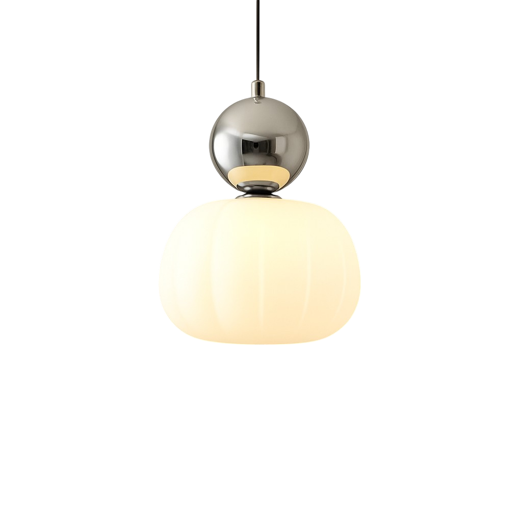 Kitchen Pendant Light Fixtures with Translucent Ribbed Shade and Spherical Accent Modern Hanging - Image 8
