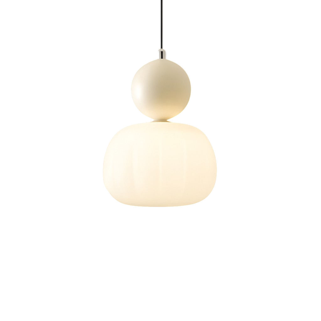 Kitchen Pendant Light Fixtures with Translucent Ribbed Shade and Spherical Accent Modern Hanging - Image 9