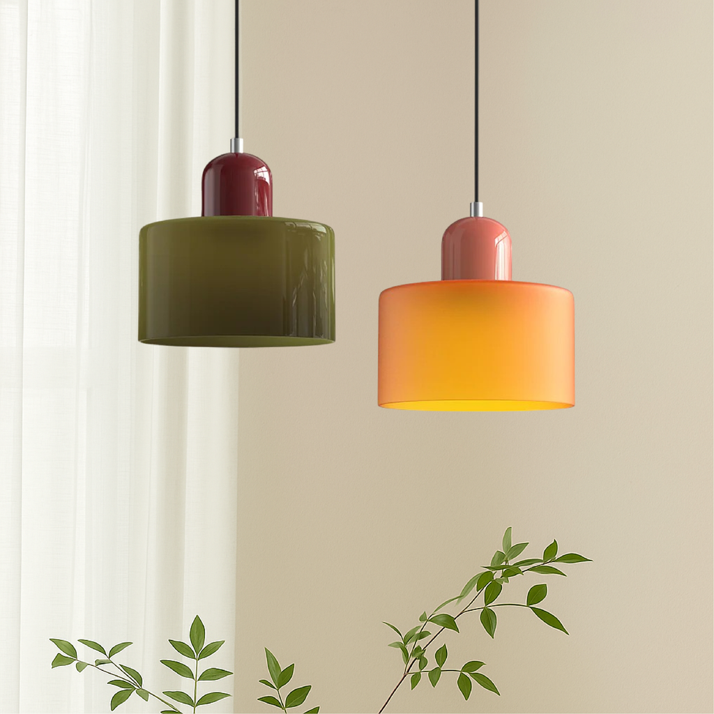 Kitchen Pendant Light Fixtures with Two-Tier Glass Shade and Modern Mid-Century Design - Image 1