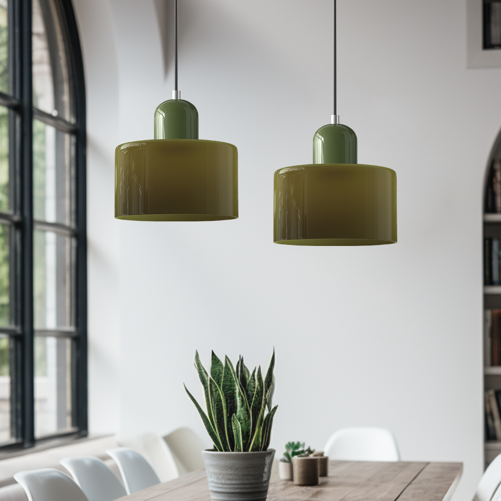 Kitchen Pendant Light Fixtures with Two-Tier Glass Shade and Modern Mid-Century Design - Image 3