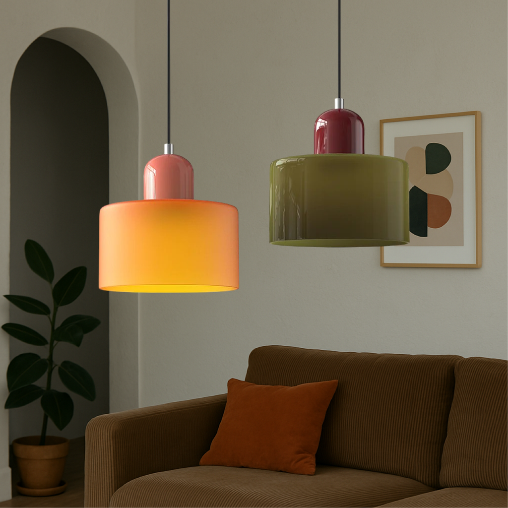 Kitchen Pendant Light Fixtures with Two-Tier Glass Shade and Modern Mid-Century Design - Image 4