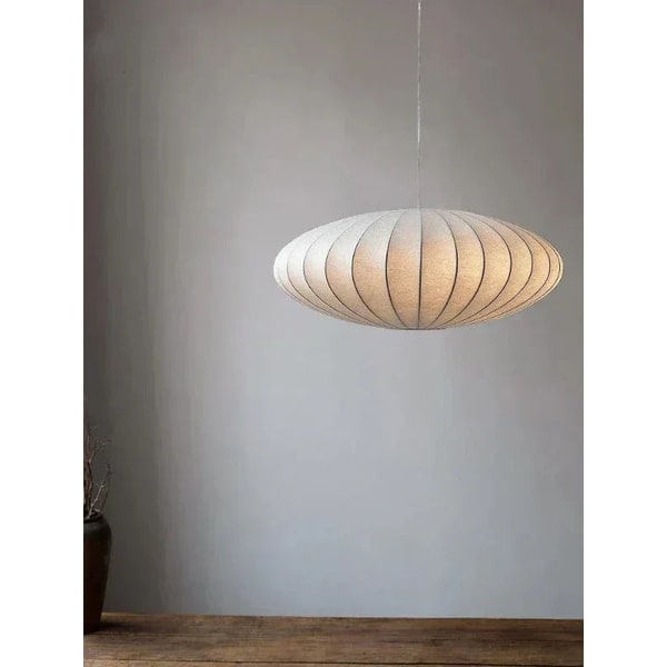 Kitchen Pendant Lighting with Mid-Century Saucer Shade and Ribbed Wire Frame - Image 1
