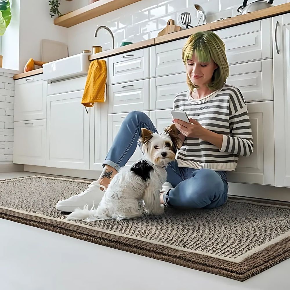Kitchen Runner Rug Non Slip with Textured Diamond Pattern and Washable Synthetic Fiber - Image 4