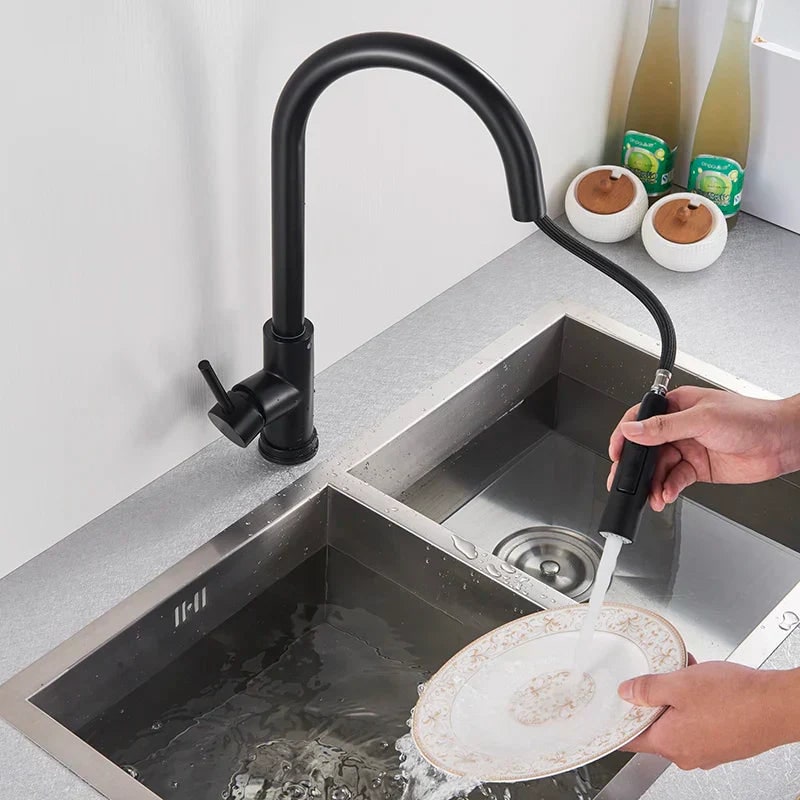Kitchen Water Faucet with Touch Sensor Pull-Out Sprayer and Single Lever Handle - Image 6
