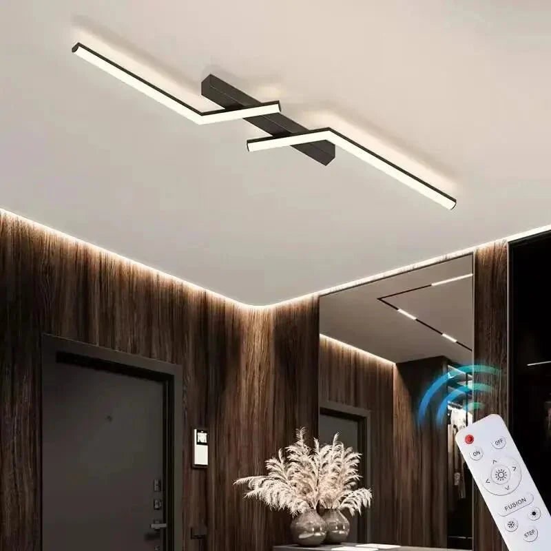 LED Ceiling Light Fixture Linear Flush Mount Dimmable Control for Bedroom Living Room - Image 1