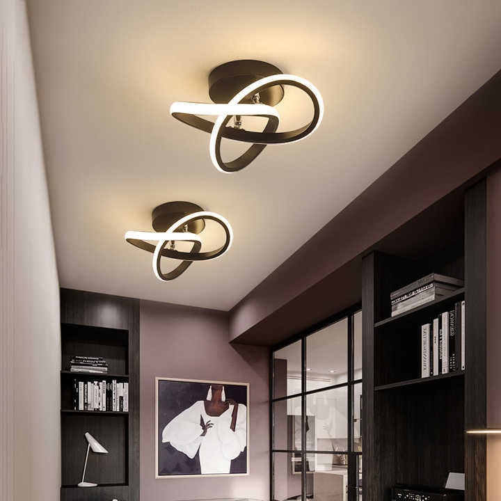 LED Ceiling Light Fixture with Adjustable Geometric Rings Modern Flush Mount - Image 2