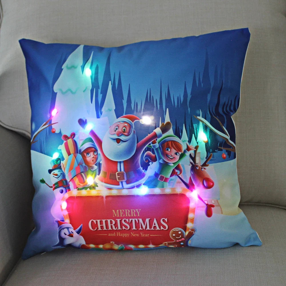 LED Christmas Pillow Cover with Luminous Holiday Patterns and Soft Fabric for Festive Home Décor - Image 7