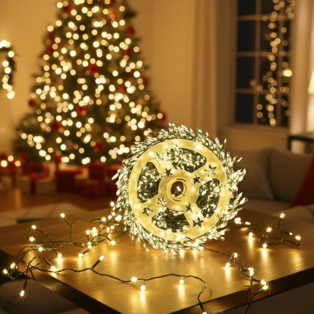 LED Christmas String Lights with Remote Control Cluster Warm Indoor Outdoor Decoration - Image 1
