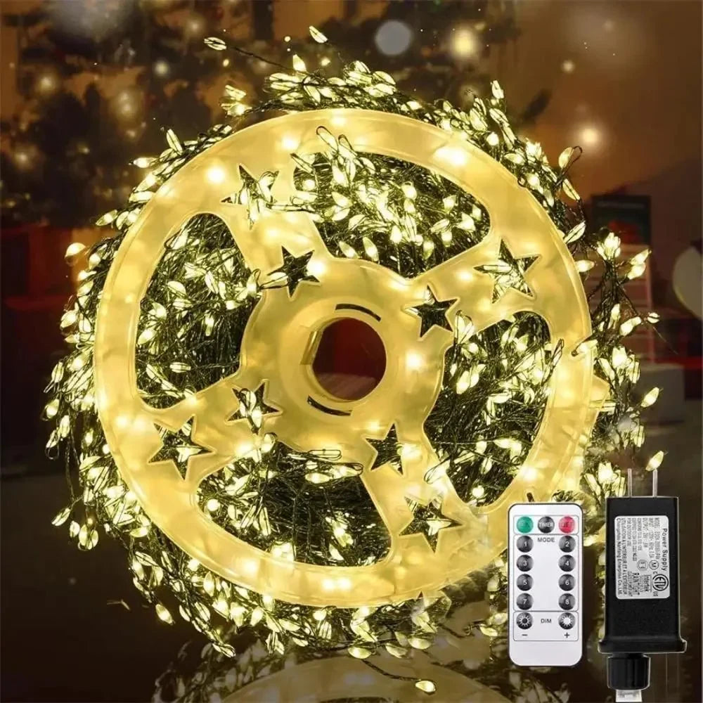 LED Christmas String Lights with Remote Control Cluster Warm Indoor Outdoor Decoration - Image 7