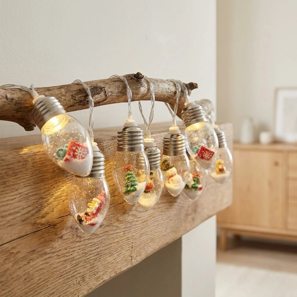 LED Christmas String Lights with Warm White Glow and Hanging Holiday Figurines - Image 1