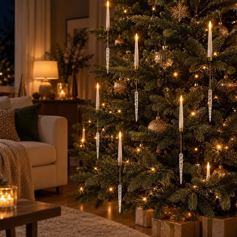 LED Christmas Tree Candles with Flickering Flame and Hanging Ornaments for Holiday Lighting - Image 10