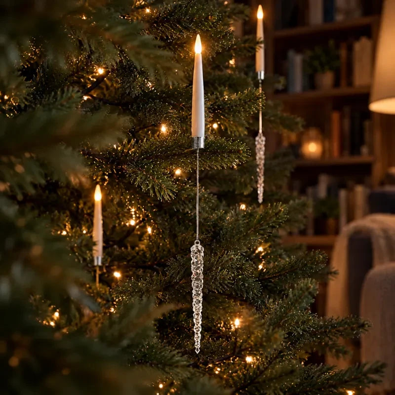 LED Christmas Tree Candles with Flickering Flame and Hanging Ornaments for Holiday Lighting - Image 11