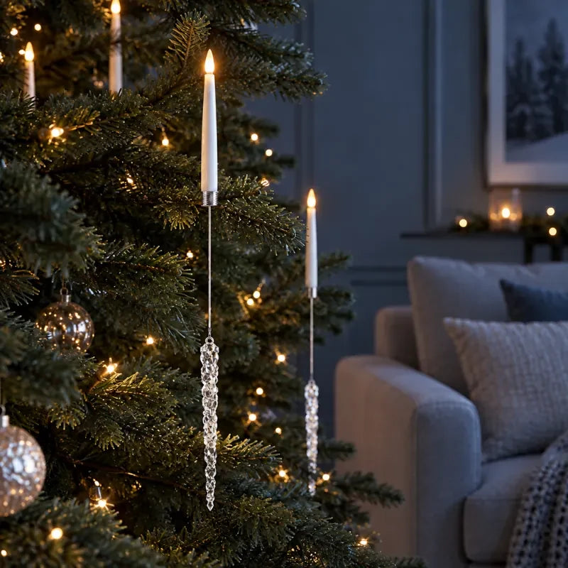 LED Christmas Tree Candles with Flickering Flame and Hanging Ornaments for Holiday Lighting - Image 12