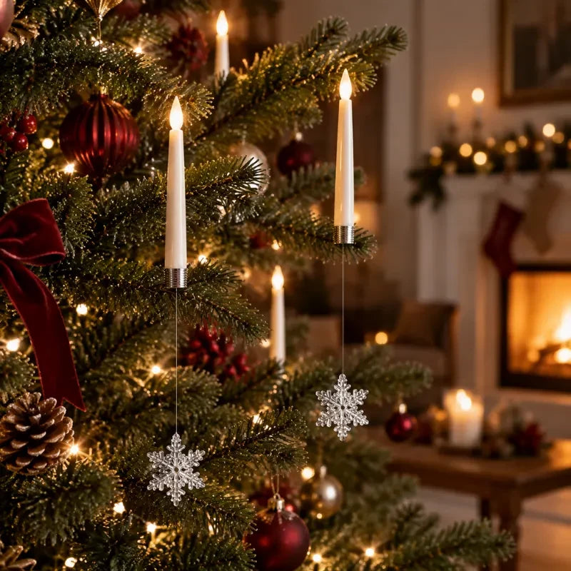 LED Christmas Tree Candles with Flickering Flame and Hanging Ornaments for Holiday Lighting - Image 15