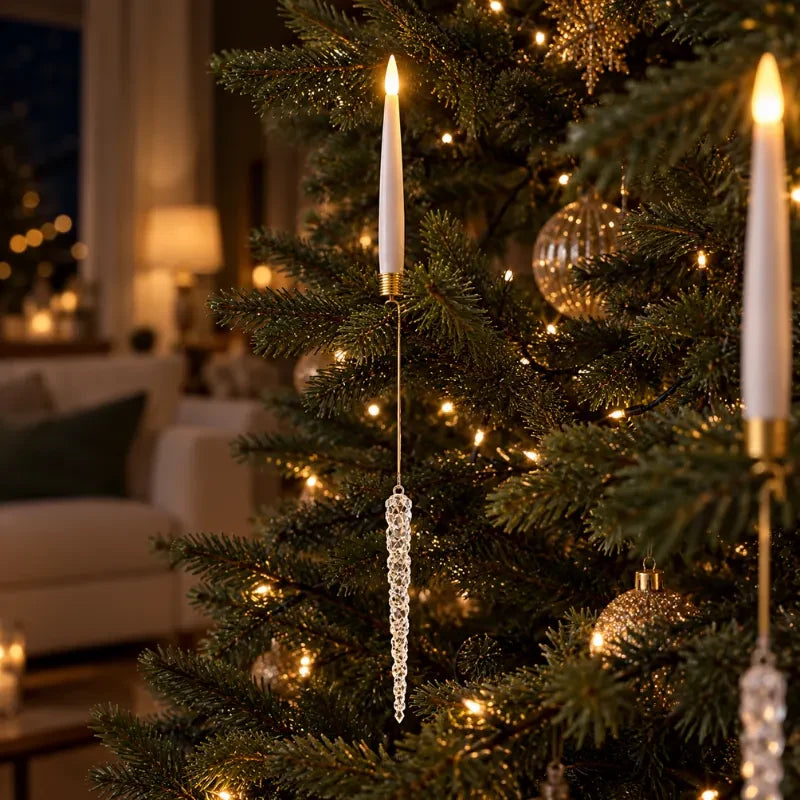 LED Christmas Tree Candles with Flickering Flame and Hanging Ornaments for Holiday Lighting - Image 4
