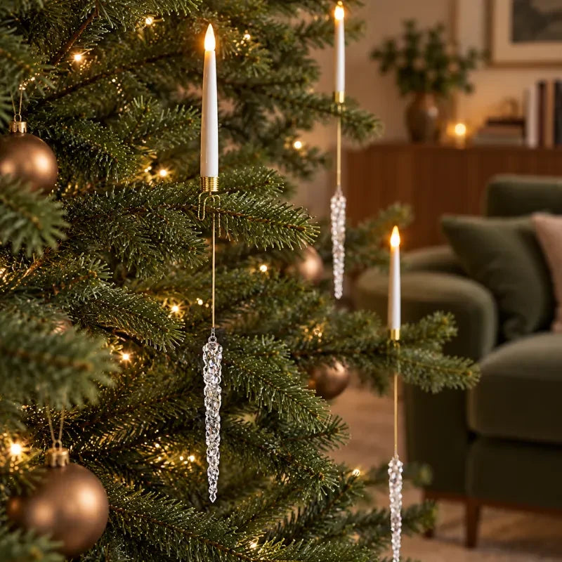 LED Christmas Tree Candles with Flickering Flame and Hanging Ornaments for Holiday Lighting - Image 6