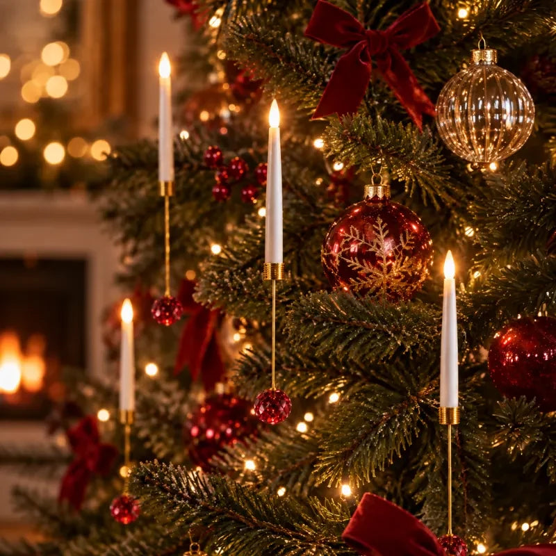LED Christmas Tree Candles with Flickering Flame and Hanging Ornaments for Holiday Lighting - Image 7