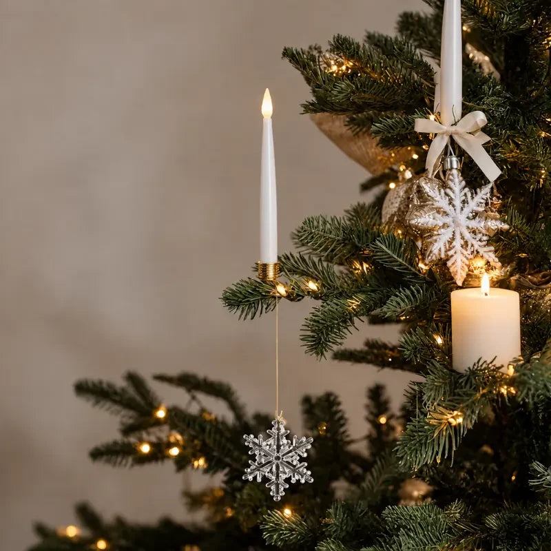 LED Christmas Tree Candles with Flickering Flame and Hanging Ornaments for Holiday Lighting - Image 8
