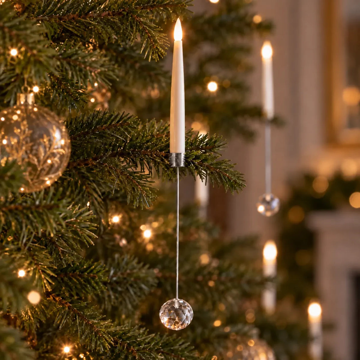 LED Christmas Tree Candles with Flickering Flame and Hanging Ornaments for Holiday Lighting - Image 9