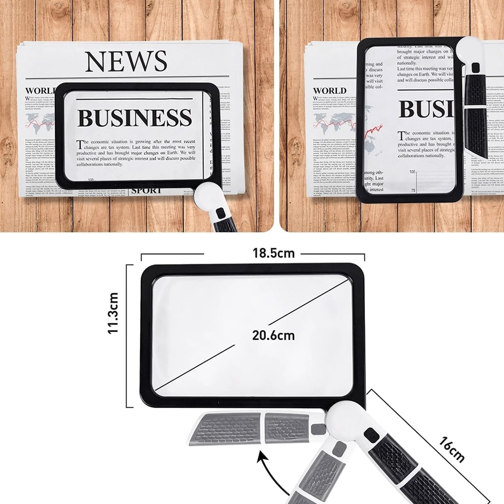 LED Magnifying Glass with Light and Folding Handle for Reading Handheld Rectangular Magnifier - Image 5
