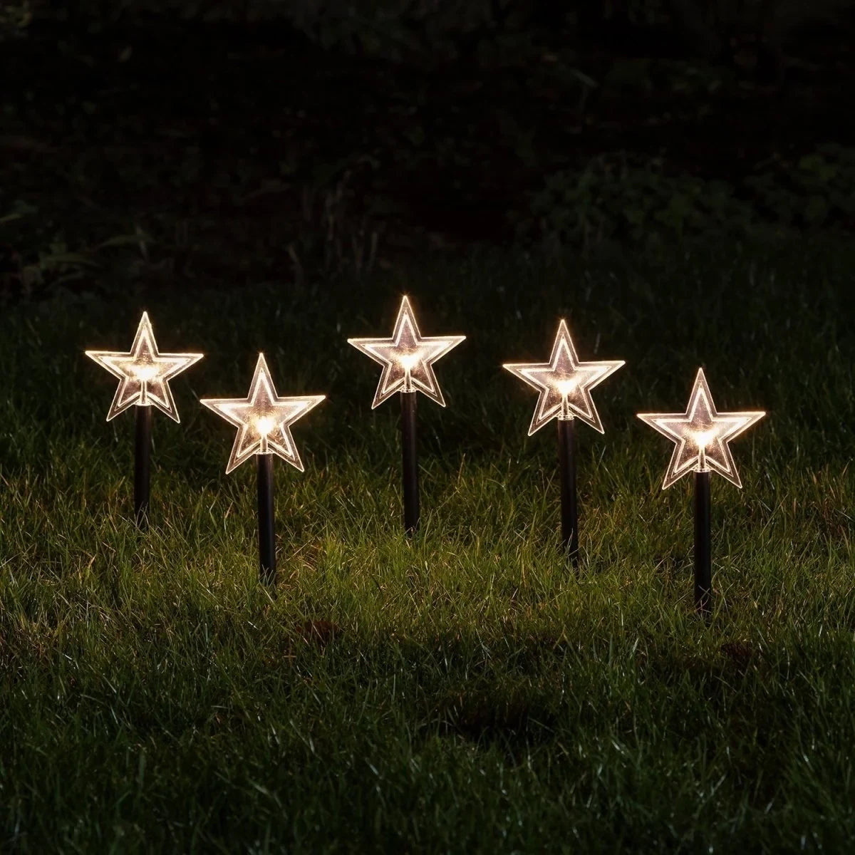 LED Pathway Lights with Star-Shaped Design Weatherproof Outdoor Garden Stake Set of 5 pieces - Image 2