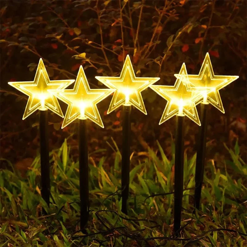 LED Pathway Lights with Star-Shaped Design Weatherproof Outdoor Garden Stake Set of 5 pieces - Image 5