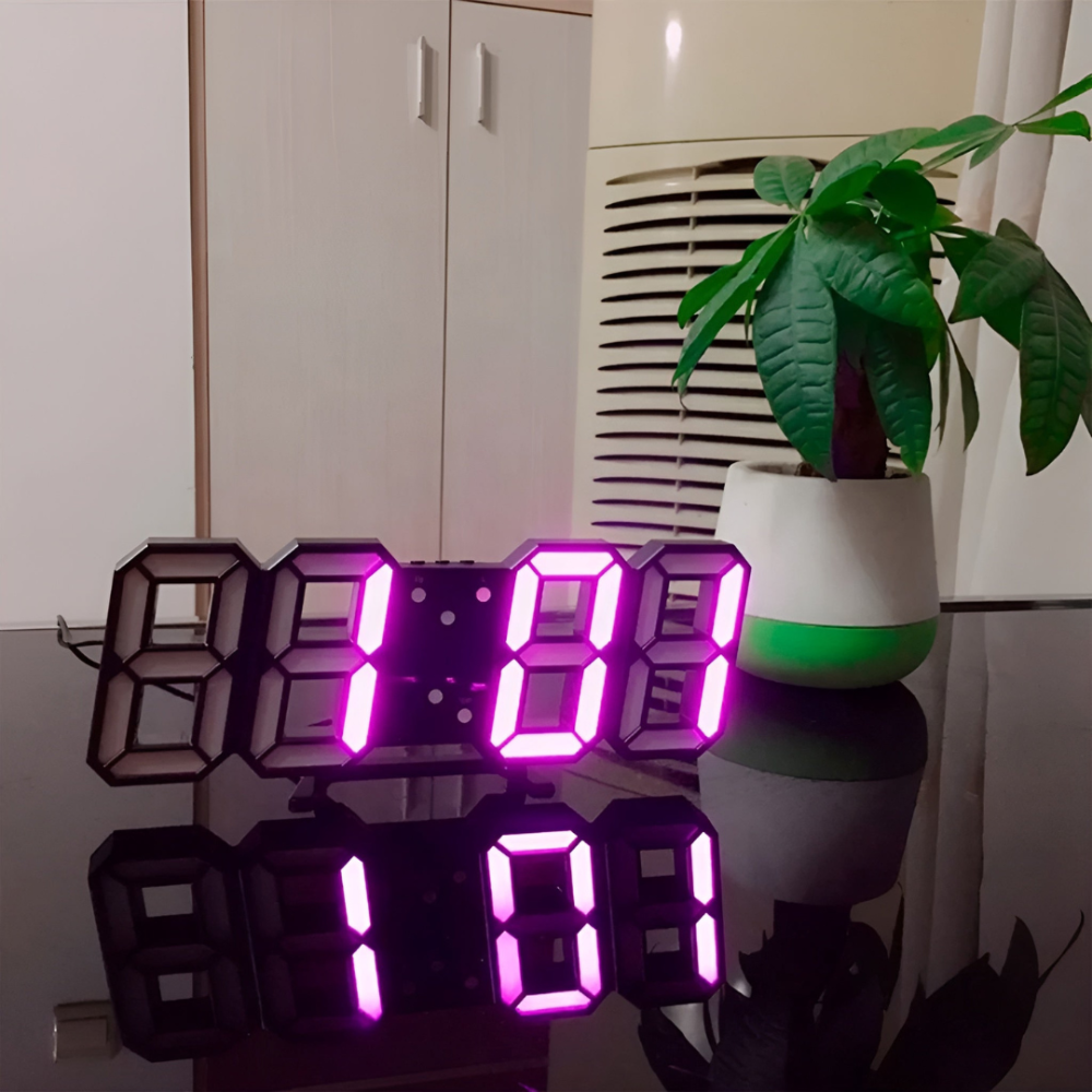 LED Wall Clock with 3D Digital Display and Desk Stand - Image 2